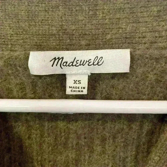 Madewell Henley Sweater Dress Heather Elm Green Buttons Wool Size XS - Picture 4 of 5